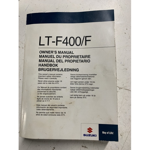 SUZUKI LTF LTA 400 KINGQUAD OWNERS MANUAL HAND BOOK