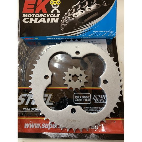 HONDA TRX 90 CHAIN AND SPROCKET SET 14 FRONT 50 REAR 93 - 14 428 EK CHAIN
