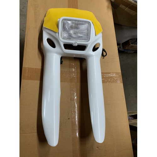 UFO ARIZONA HEAD LIGHT FRONT PLATE MASK VINTAGE VINDURO XR TT XT WHITE YELLOW