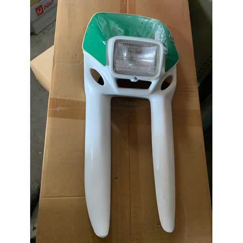 UFO ARIZONA HEAD LIGHT FRONT PLATE MASK VINTAGE VINDURO XR TT XT WHITE GREEN
