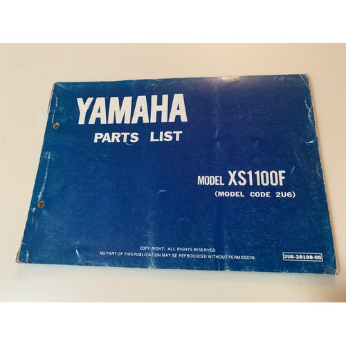 YAMAHA XS 1100 F PARTS LIST BOOK SCHEMATICS BREAK DOWN 2U6-28198-05