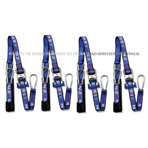 AEROFAST ATV UTV QUAD SXS RATCHET RESTRAINT KIT 4 X TIE DOWNS 