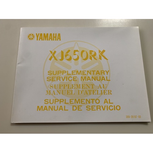 YAMAHA XJ650RK XJ 650 SUPPLEMENTARY SERVICE MANUAL 30U-28197-60