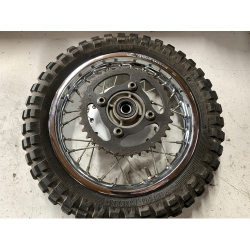 GENUINE YAMAHA TTR  50 E REAR WHEEL RIM AND TYRE 2006 - 2026 NEEDS A FEW SPOKES REPLACED