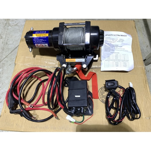 3000 LB ATV SXS UTV 12 VOLT WIRE ROPE WINCH KIT  1360 KG TRX YFM LTF LTA KLF KVF