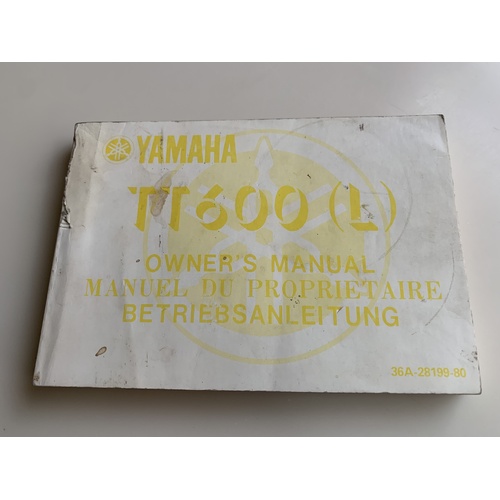 YAMAHA TT 600 L OWNERS MANUAL HAND BOOK 36A-28199-80