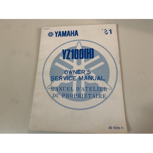 YAMAHA YZ 100 H 1981 GENUINE YAMAHA OWNERS SERVICE REPAIR WORKSHOP MANUAL 3R2-28199-71