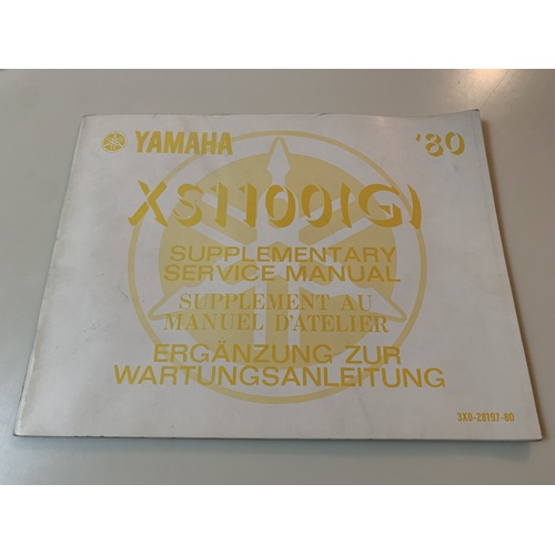 YAMAHA XS 1100 G 80 SUPPLEMENTARY YAMAHA SERVICE  WORKSHOP MANUAL WIRING DIAGRAM 3X0-28197-80