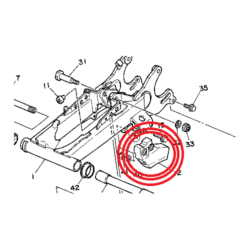 YAMAHA YFZ 350 BANSHEE REAR CHAIN GUIDE / SUPPORT  5X4-22199-00