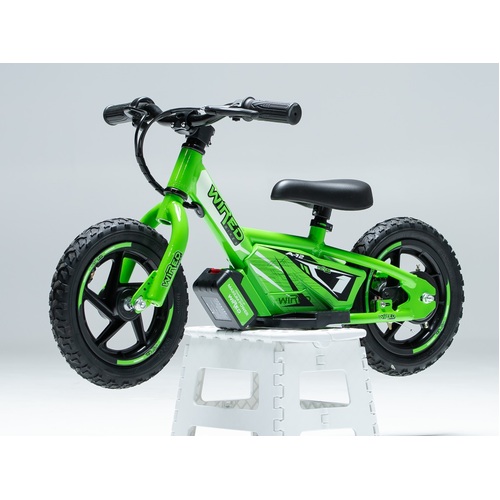 WIRED ELECTRIC BATTERY KIDS BALANCE E BIKE 12 INCH WHEELS GREEN AGE 2+