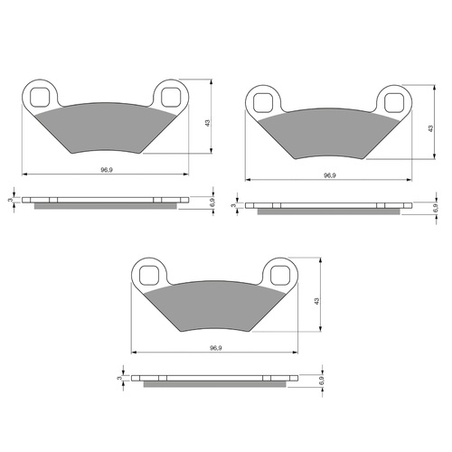 POLARIS HAWKEYE SPORTSMAN 400 FRONT BRAKE PADS LEFT  RIGHT & REAR SET GF300