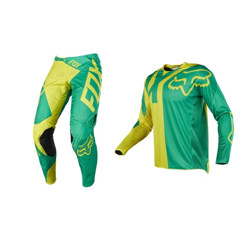 FOX RACING 360 PREME GEAR GREEN YELLOW AUSSIE LARGE JERSEY 32 PANTS x display stock