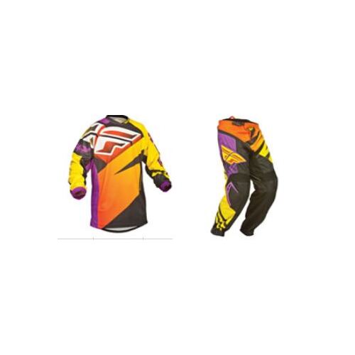 FLY RACING F 16 YELLOW PURPLE BLACK 36 PANTS & XL JERSEY SET BMX VMX MX MTB OFF ROAD