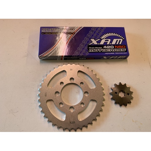 KAWASAKI KLX 110 CHAIN AND 14 FRONT 38 REAR SPROCKET SET KIT RK CHAIN MADE IN JAPAN