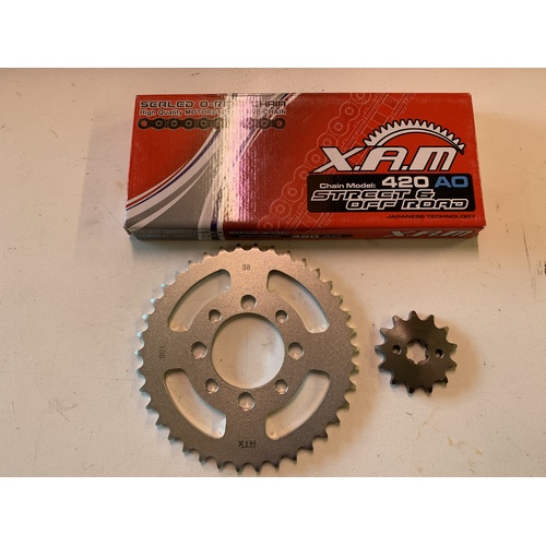 KAWASAKI KLX 110 CHAIN AND 13 FRONT 38 REAR SPROCKET SET KIT ORING XAM