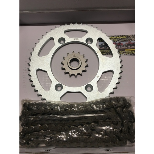 SUZUKI DRZ 125 BIG WHEEL CHAIN AND SPROCKET KIT 14 T FRT 57 T REAR 428 CHAIN