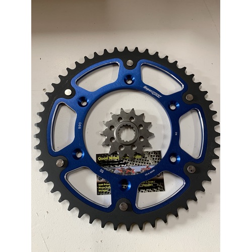 KTM HUSQUVARNA HUSABERG 50 BLUE T REAR 14 T FRONT STEALTH SUPER SPROX SPROCKETS