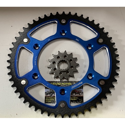 KTM HUSQUVARNA HUSABERG 52 BLUE T REAR 14 T FRONT STEALTH SUPER SPROX SPROCKETS