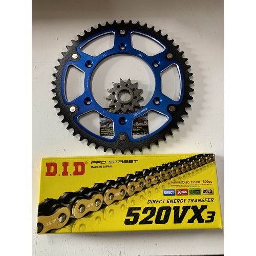 KTM 52 T BLUE REAR 13 SPROCKET STEALTH 300 DID VX3 GOLD 520 XRING HUSKY BERG 300 250 350 500 501