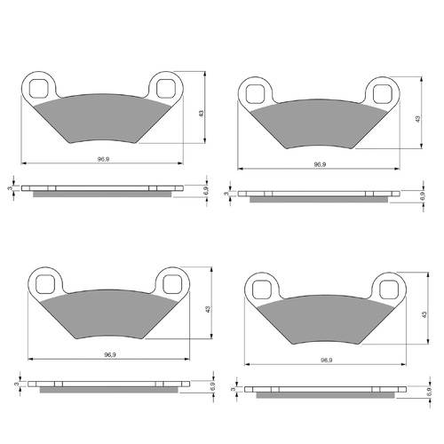 POLARIS SPORTSMAN 1000 FRONT & REAR BRAKE PAD SET GF300 2016 - 2022
