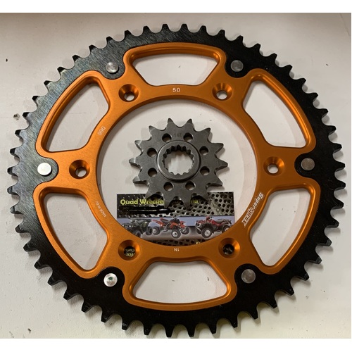 KTM 50 REAR ORANGE 14 FRONT SPROCKET STEALTH SUPERSPROX125 200 250 300 350 450 500 525 530