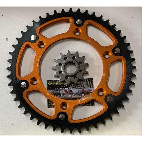 KTM 48 REAR 14 FRONT SPROCKET STEALTH SUPERSPROX 125 150 200 250 300 350 450 500 ORANGE