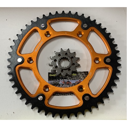KTM 49 REAR 13 FRONT SPROCKET STEALTH SUPERSPROX 125 150 200 250 300 350 450 500 ORANGE