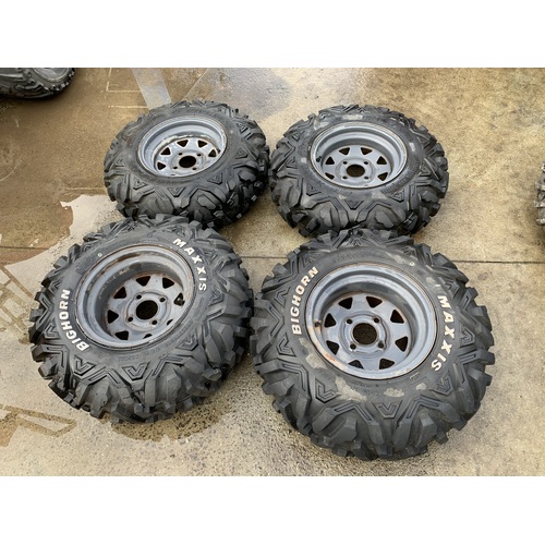 KUBOTA RTV 500 400 PETROL RIMS AND TYRES SET MAXXIS BIGHORN 6 PLY 