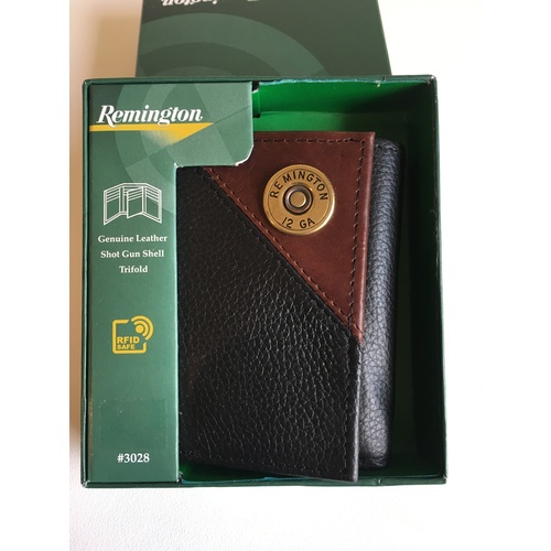 REMINGTON LEATHER WALLET 12 GAUGE TRI FOLD BLACK