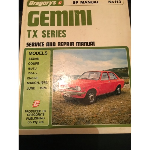 TX SERIES GEMINI-ISUZU 1975-76 SP  WORKSHOP MANUAL