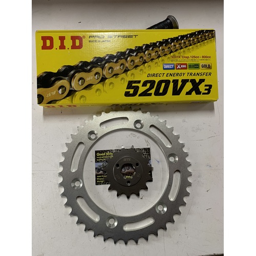 SUZUKI DR 650 CHAIN AND SPROCKET KIT 15 41  DID XRING 520 CHAIN CONVERSION VX3
