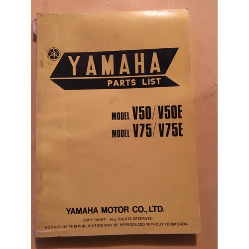 YAMAHA V50 V50E V75 V75E PARTS  MANUAL