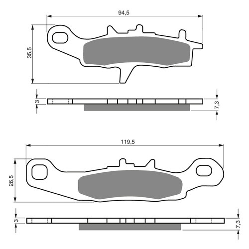 KAWASAKI KVF 650 FRONT RIGHT BRAKE PADS 2001 - 2011 SINTERED METAL