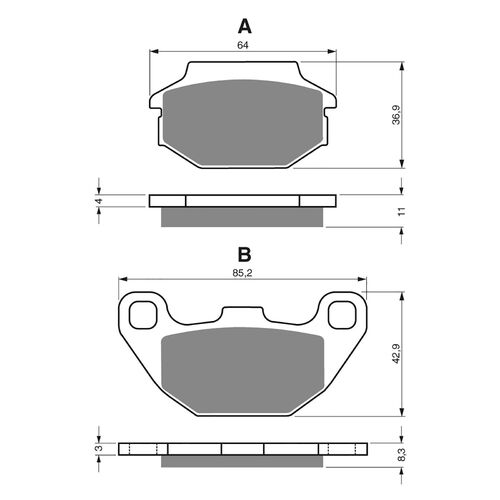 KAWASAKI KFS KFX 50 90 REAR DISC BRAKE PADS GOLD FREN 