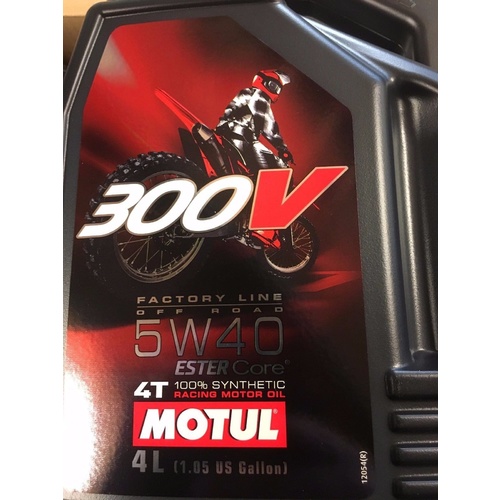 MOTUL 300v 5 W 40 FOUR STROKE 100% SYNTHETIC ENGINE OIL 4 LITRE KTM YZF RMZ CRF 