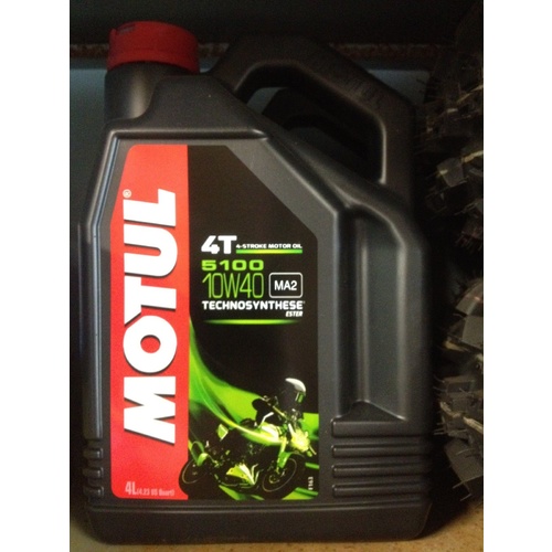 MOTUL 5100 10W 40 FOUR STROKE ESTER SYNTHETIC ENGINE OIL 4 LTR KTM YZF RMZ CRF 