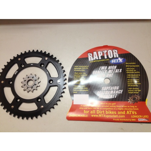 KTM 50 TOOTH REAR & 13 T FRONT SPROCKET BLACK MTX RAPTOR HUSABERG 300 250 450 