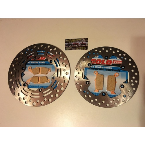 SUZUKI DRZ 400 KLX FRONT & REAR BRAKE DISCS WITH GOLD FREN PADS 261 106 041 003