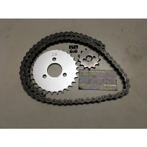 SUZUKI JR 50 KAWASAKI KDX 50 CHAIN & SPROCKET KIT 12 T FRONT 28 REAR 420 CHAIN 