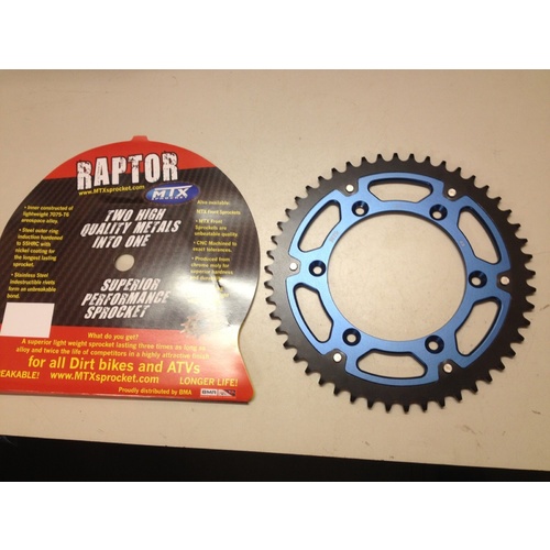 YAMAHA YZ 125 250 49 TOOTH REAR MTX RAPTOR  SPROCKET BLUE