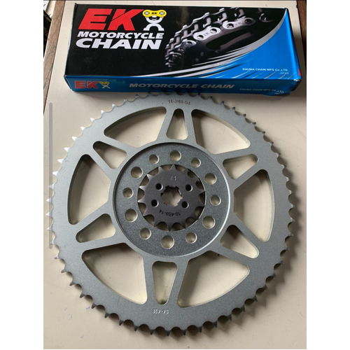 YAMAHA AG 200 CHAIN AND SPROCKET KIT 14 T FRONT 54 T REAR 428 EK CHAIN - JAPAN