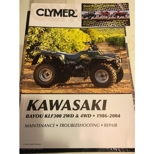 KAWASAKI KLF 300 2X4 BAYOU WORK HORSE ATV CLYMER WORKSHOP SERVICE MANUAL