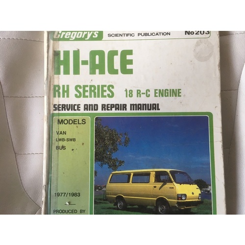 TOYOTA HIACE RH SERIES 1977-83 SP WORKSHOP MANUAL