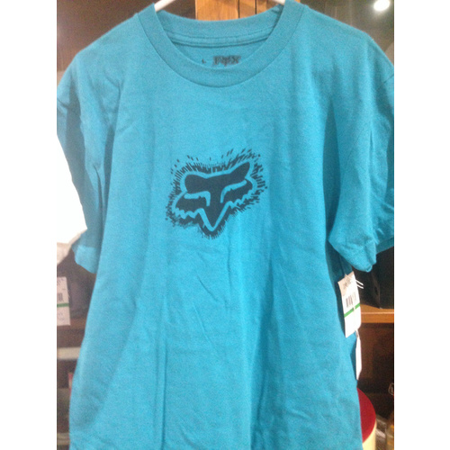FOX RACING MX BOYS T SHIRT BOYS TICKER SS TEE TURQOISE  SIZE XL ex display (113)