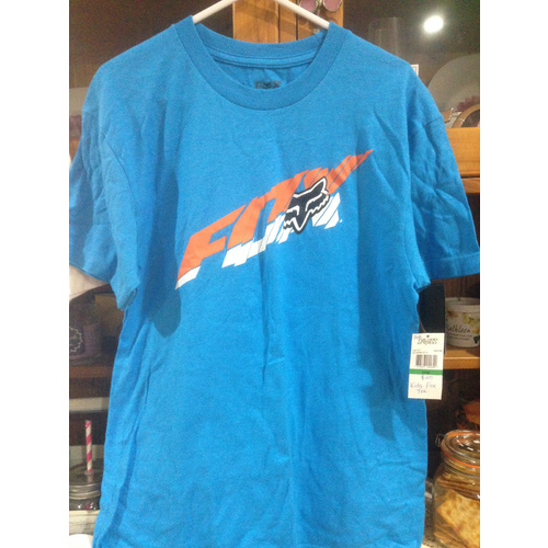 BOYS MOTORX FOX T SHIRT - BOYS SUPERFASTER SS TEE BLUE LARGE ex display (114)