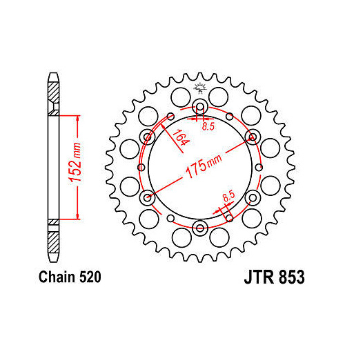 YAMAHA BANSHEE YZ IT WR DT TT XT  44TOOTH REAR STEEL SPROCKET  JTR 853