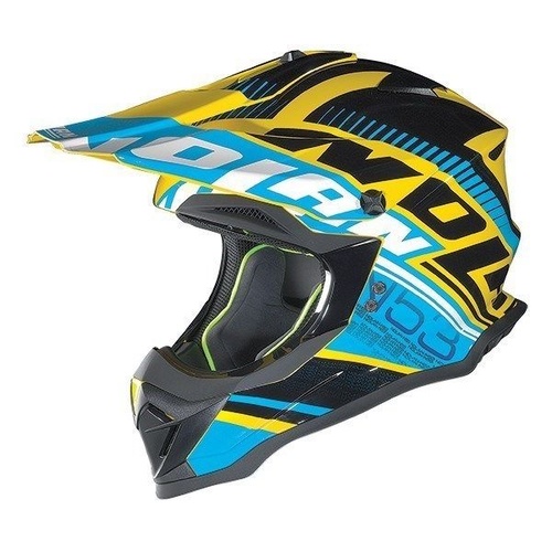 NOLAN N 53 DIRT BIKE OFF ROAD HELMET MADE IN ITALY BLUE YELLOW SIZE LARGE SALE
