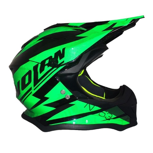 NOLAN N 53 DIRT BIKE OFF ROAD HELMET MADE IN ITALY BLACK GREEN SIZE LARGE