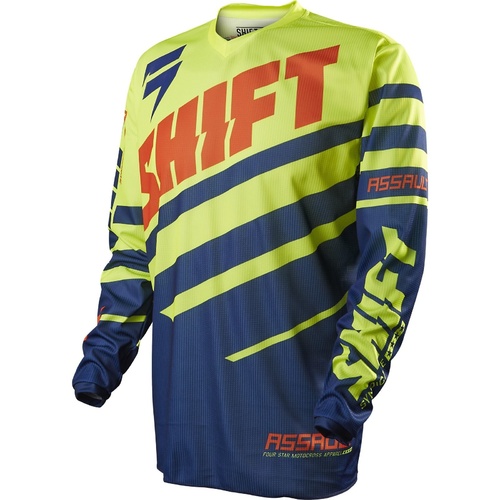 SHIFT RACING MX JERSEY ASSULT NAVY BLUE YELLOW  SIZE YOUTH LARGE