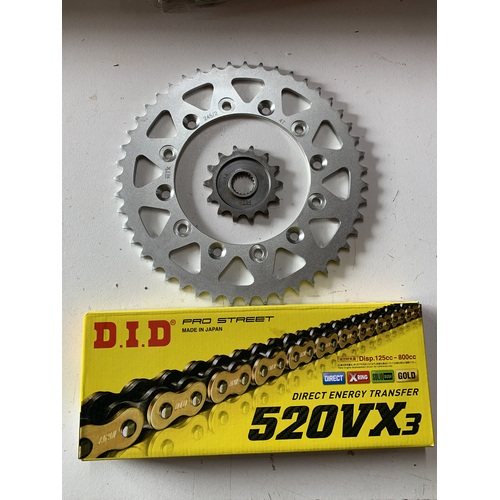 YAMAHA WR 250 F CHAIN AND SPROCKET KIT 14 47  SPROCKETS X RING 520 DID VX3 CHAIN